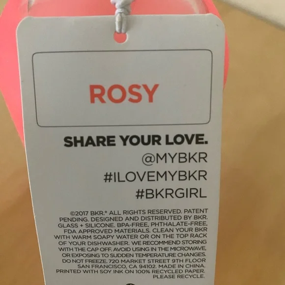 NWT BKR Rosy Water Bottle 500ml (16oz) - Picture 11 of 16